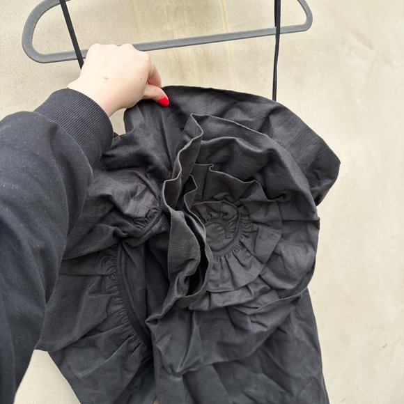 Mara Hoffman Valeria Off Shoulder Midi-Dress Black Structural Floral Accent Sz 0 - Picture 8 of 10